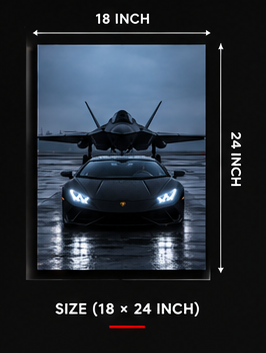 18 by 24 inch Lamborghini acrylic wall art size guide